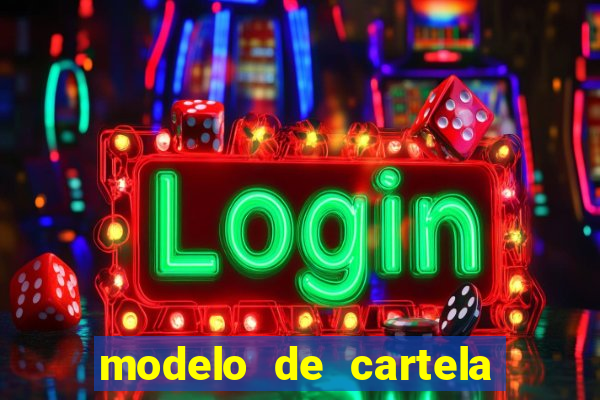 modelo de cartela de bingo em branco